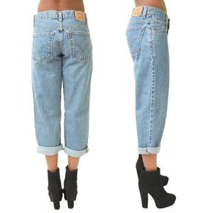 LEVIS 550 Vintage Husky Boyfriend Orange Tab Capri Denim Jeans size 4 Light Blue